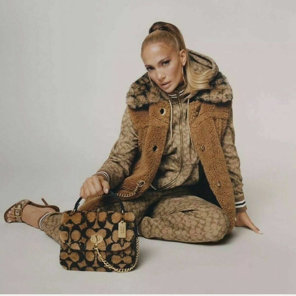 Coach x JLo Shearling Collar Sherpa Chain Signature Vest